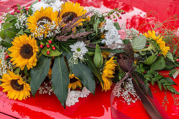 istock Floral decoration for bridal car 513813394
