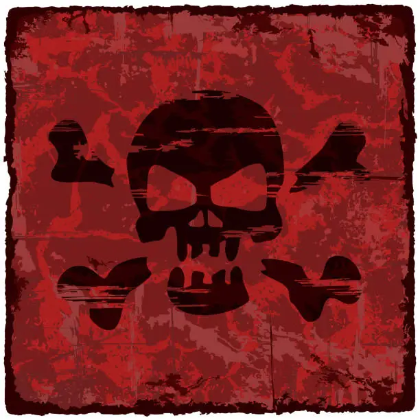 Vector illustration of Grunge vintage background with skull. Vector illustration