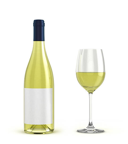 istock with white wine bottle and glass with wine isolated 513814180