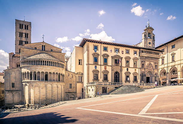 Piazza Grande in Arezzo, Italy stock photo