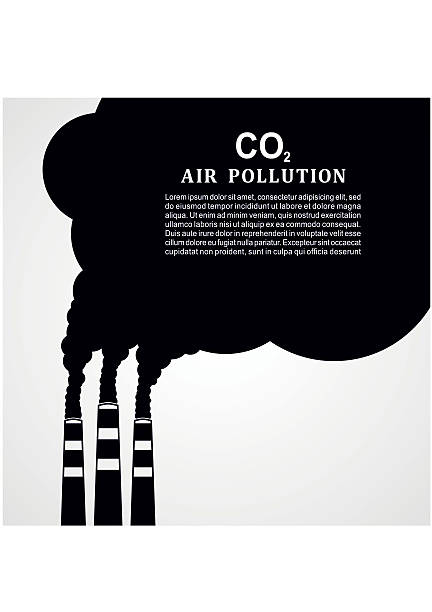 空気汚染ます。工場や電力プラント全館禁煙となっております。喫煙工場のコンセプト - factory pollution smoke smog点のイラスト素材／クリップアート素材／マンガ素材／アイコン素材