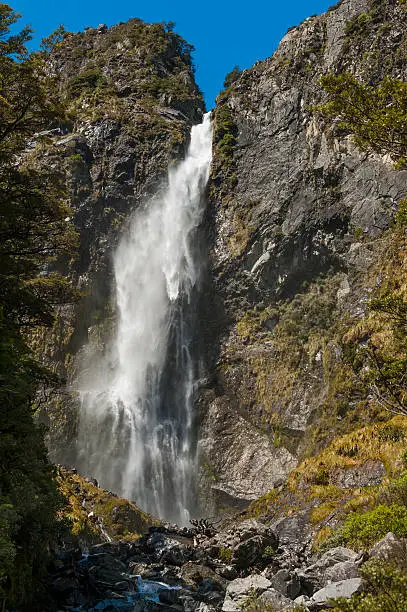Devil's Punchbowl Waterfall in the Arthur's Pass National Park, New Zealand
