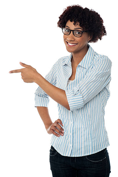 istock Casual business lady indicating sideways 513821323