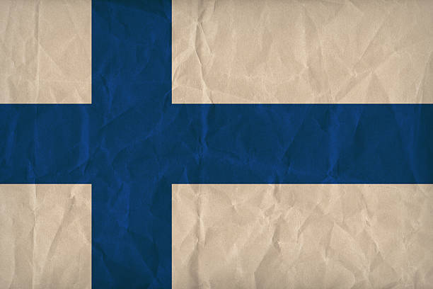 istock Finland flag pattern on the paper texture ,retro vintage style 513825207