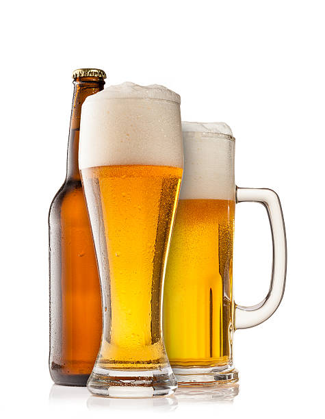 istock Beer glasses with bottle on white background 513825275