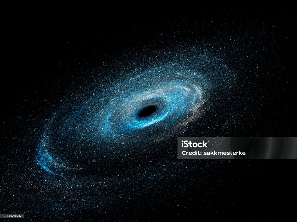 Spiral galaxy with stars and black hole Spiral galaxy with stars and black hole, computer generated abstract background Abstract Stock Photo