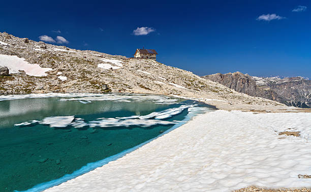 Dolomites - lake Pisciadu stock photo