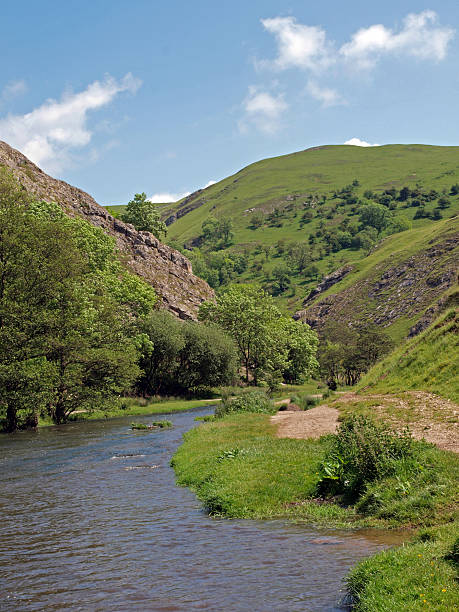 The river Dove at Dovedale in Derbyshire. stock photo