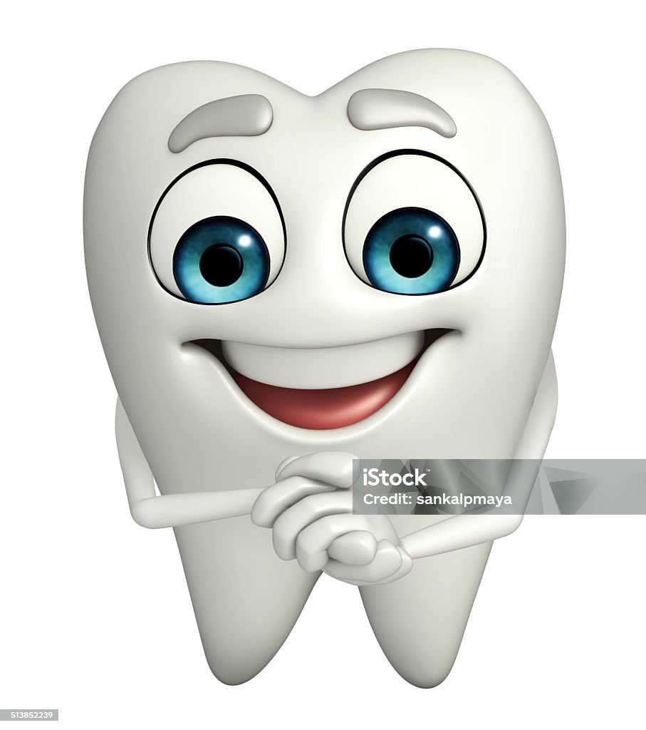 Teeth character is happy Cartoon character of teeth is happy Biology Stock Photo