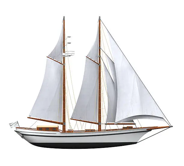 Sail Ship isolated on white background. 3D render