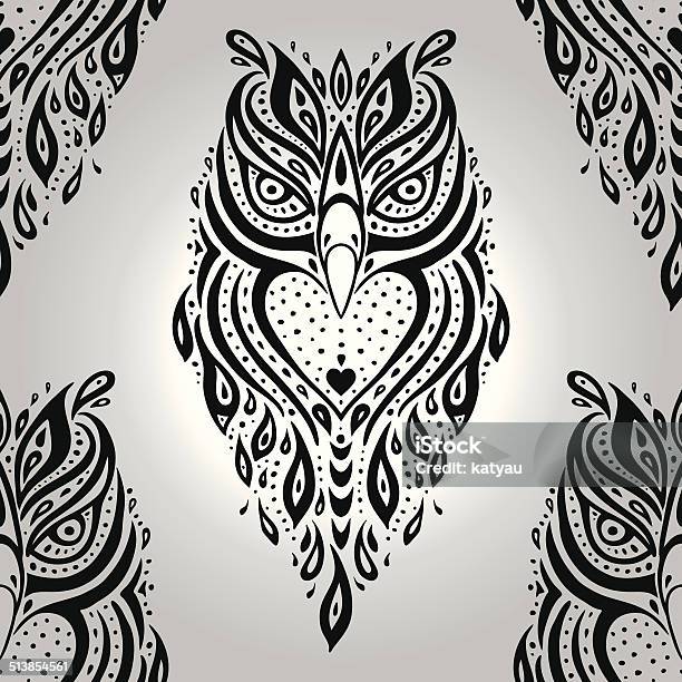 Decorative Owl Seamless Pattern Stock Illustration - Download Image Now - Owl, Polynesian Culture, Tattoo