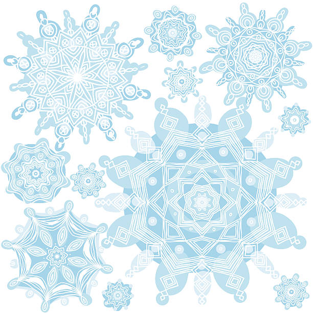 겨울맞이 벡터 세트 snowflakes. - embroidery craft fragility doily stock illustrations