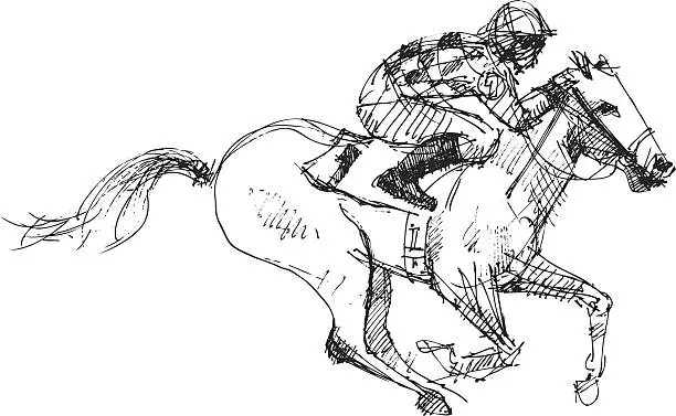 Vector illustration of horse and jockey
