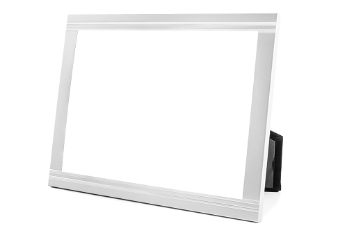 Aluminum decorativephoto frame isolated on white background with clipping path
