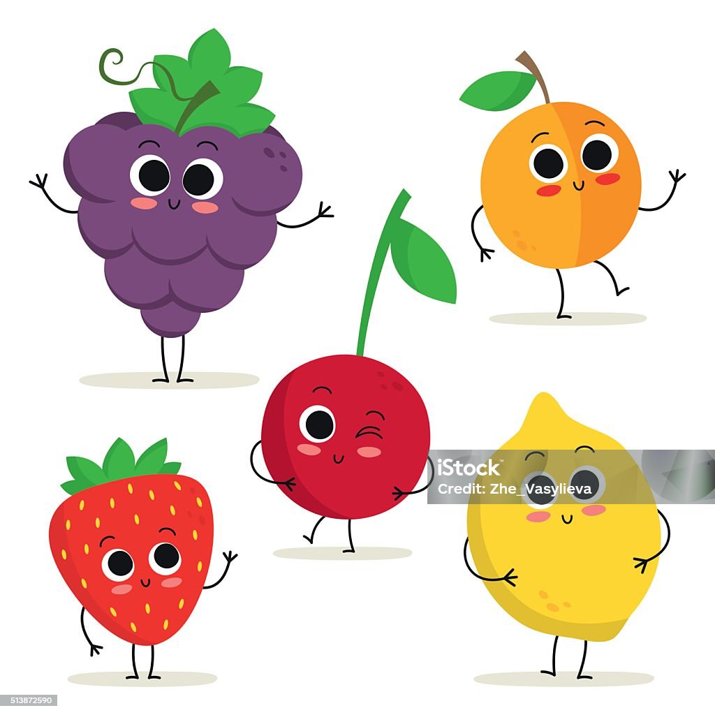 Set Of 5 Cute Cartoon Fruit Characters Isolated On White Stock Illustration - Download Image Now - iStock Set Of 5 Cute Cartoon Fruit Characters Isolated On White Stock Illustration - Download Image Now - iStock