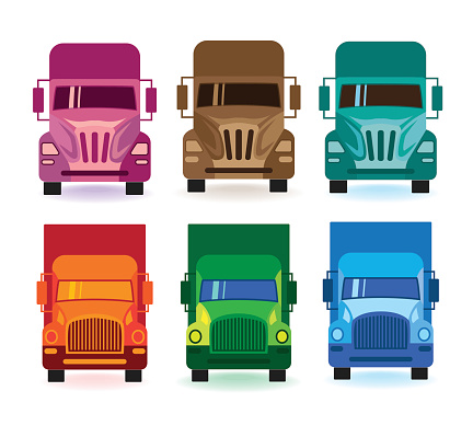 Mini set of stylized vector trucks