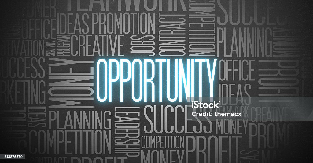 Opportunity Blue text of "Opportunity" business concept. Opportunity Stock Photo
