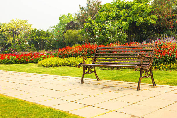Wooden bench in the park