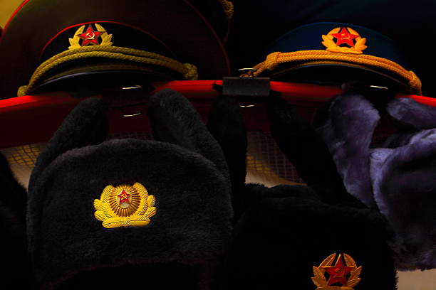 istock Soviet hats souvenirs, Ushanka, Russian red square, Moscow 513879230