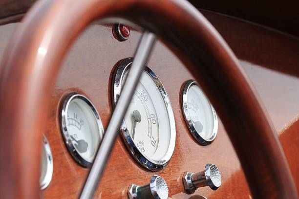 istock Dashboard of a classic powerboat 513880718