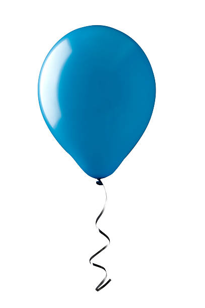 istock Blue Balloon with Silver ribbon 513880744