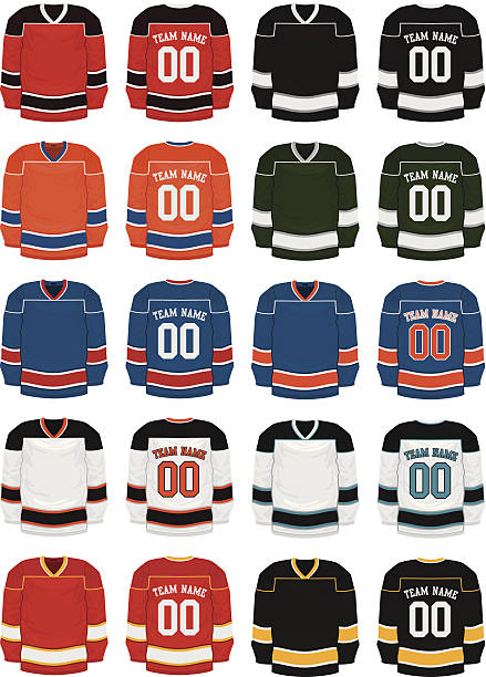 Hockey Uniforms Hockey Uniforms sports jersey stock illustrations