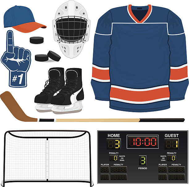 хоккей экипировку - ice hockey hockey stick field hockey roller hockey stock illustrations