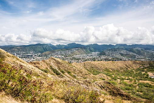 View of Oahu Island from the Top of Diamond Head Mounment