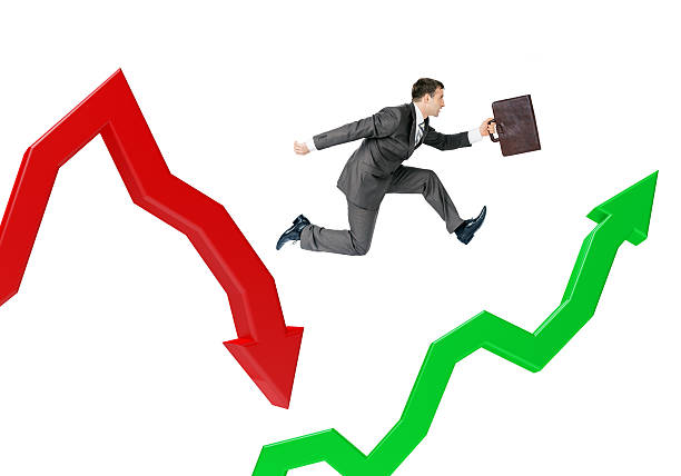 istock Businessman hopping arrows 513882560