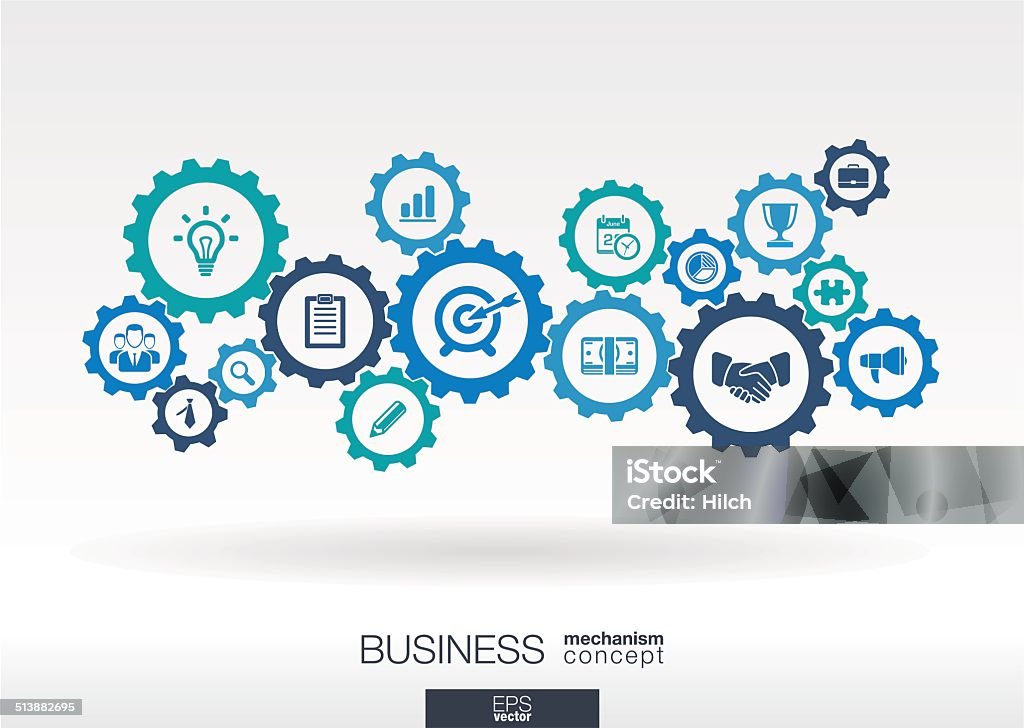 Business-Mechanismus Konzept - Lizenzfrei Zahnrad Vektorgrafik