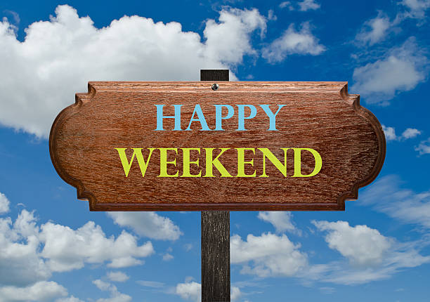 istock Wood signboard and message Happy Weekend 513883579