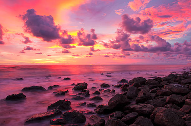 istock Tropical beach at beautiful sunset. Nature background 513885677