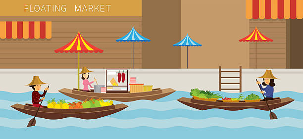 110+ Floating Market Stock Illustrations, Royalty-Free Vector