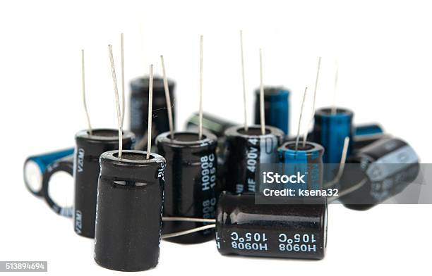 Capacitors Are Isolated Stock Photo - Download Image Now - Business Finance and Industry, Capacitor, Close-up