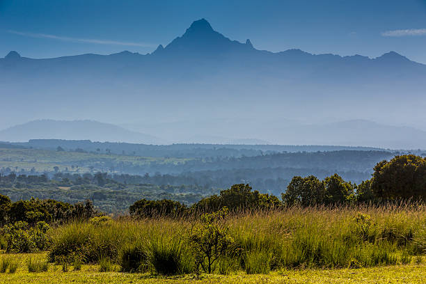 Mount Kenya with Mist stock photo