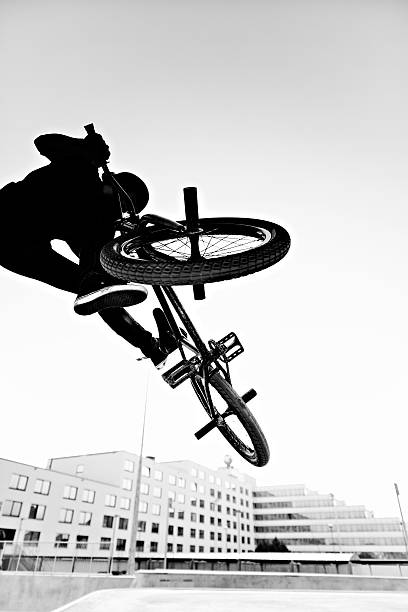 bmx rider - bmx cycling bicycle street jumping ストックフォトと画像