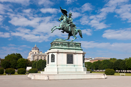 Statue Of Archduke Charles In Vienna, Austria.  The statue was completed by 1860.