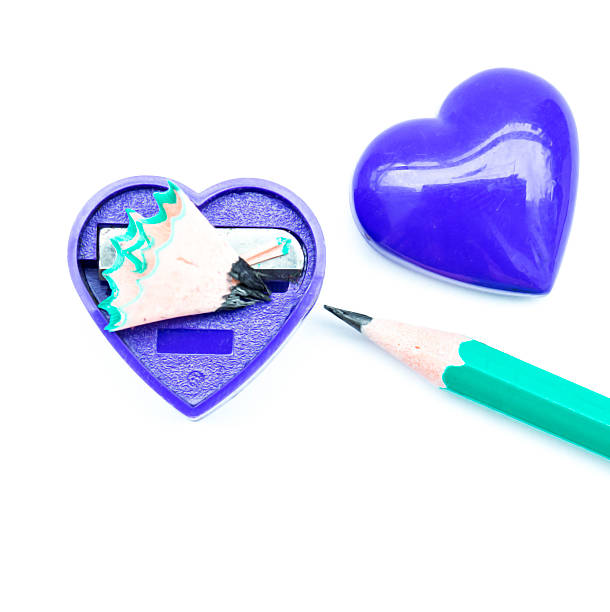 Pencil sharpener in the shape of heart stock photo