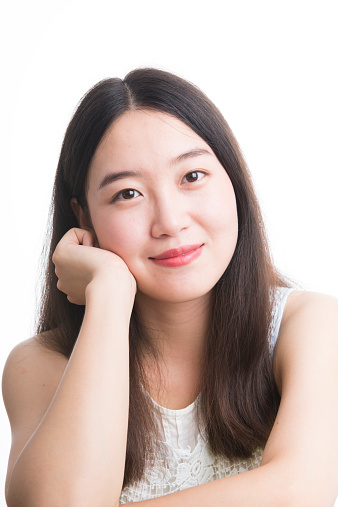 Smiling asian girl,isolated on white background