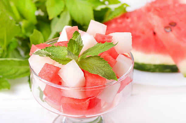 istock Watermelon and melon slices in glass 513906119