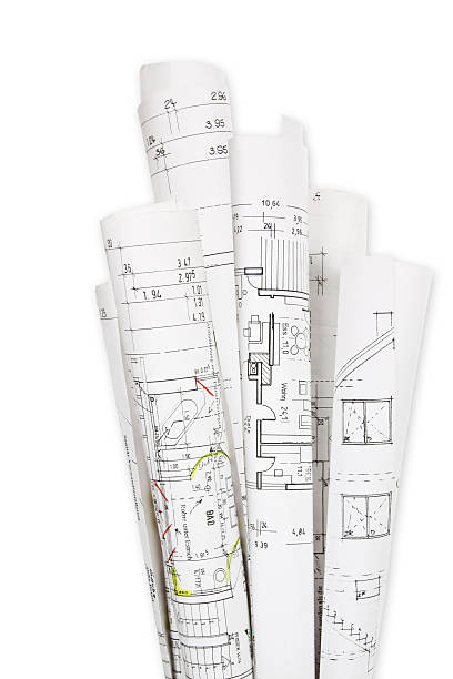 дом здания, планов здания - свёрнутый стоковые фото и изображения