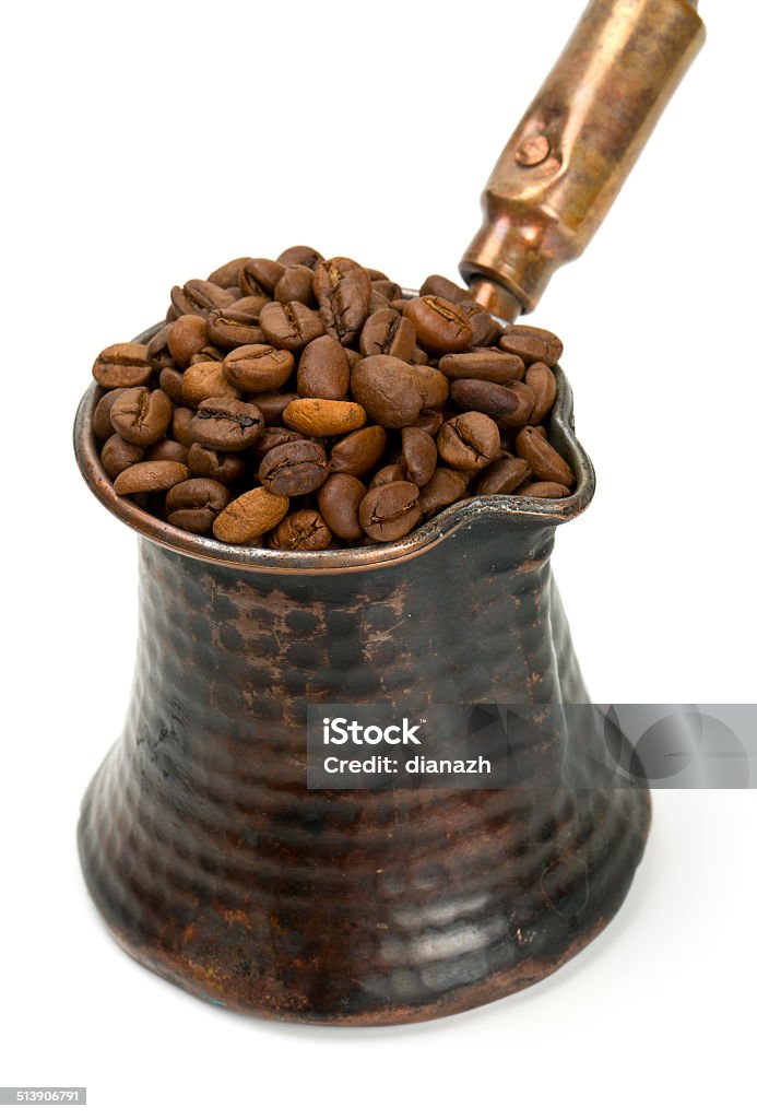 turk with coffee beans turk with coffee beans isolated on white Arrangement Stock Photo