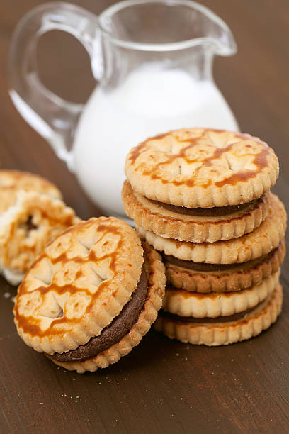 istock sandwich biscuits with chocolate filling 513906945