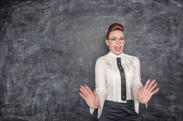istock Scared teacher in the eyeglasses 513907729