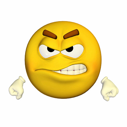Illustration of an angry yellow smiley isolated on a white background