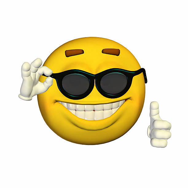 Illustration of a oool yellow smiley with sunglasses stock photo