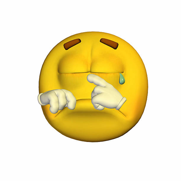 Illustration of a crying yellow smiley isolated on a white background