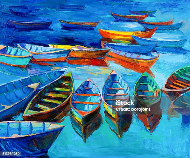 Boats Stock Illustration - Download Image Now - Abstract, Sea, Watercolor Painting