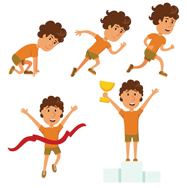 ilustrações de stock, clip art, desenhos animados e ícones de executar o homem. concorrência de corrida - finish line running aspirations cartoon