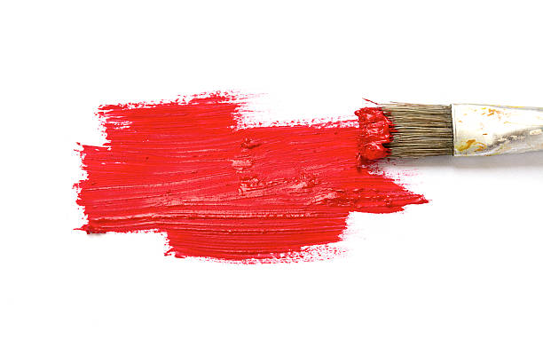 istock Paint brush with red color and paint stroke  on white 513935382
